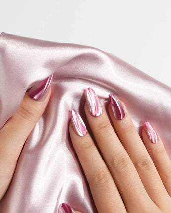 Pink Ribbons press-on nails — Silky Pink & Berry