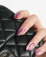 Pink Ribbons nails in medium almond — Silky Pink & Berry