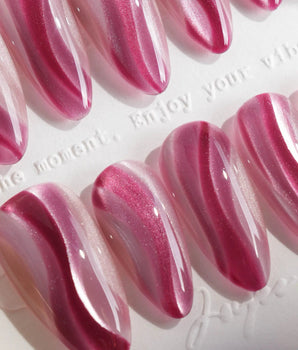 Pink Ribbons press-on nails — Silky Pink & Berry