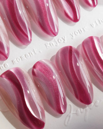 Pink Ribbons press-on nails — Silky Pink & Berry