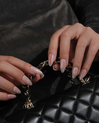 Pink Stardust nails — Pale Pink Jelly, Glitter by Joyee Nails