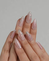 Pink Stardust press-on nails — Pale Pink Jelly, Glitter