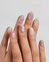 Pink Treasure rose and cream marble nails with crushed mother-of-pearl shimmer