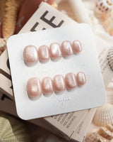 Pink Tulle Extra Short Squoval press on nails, handmade custom nails by Joyeenails