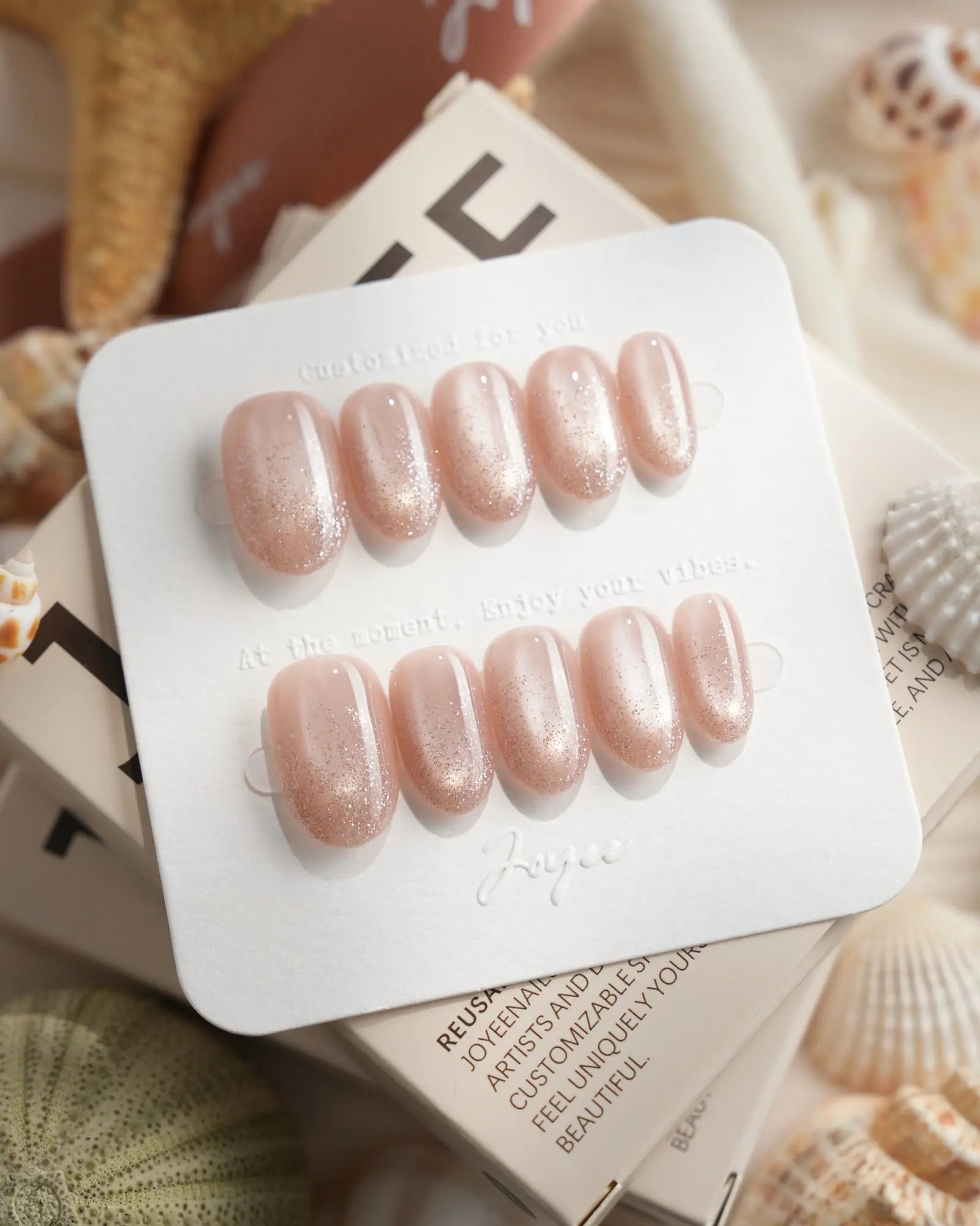 Pink Tulle — Nude Glitter Press-On Nails | Joyee Nails