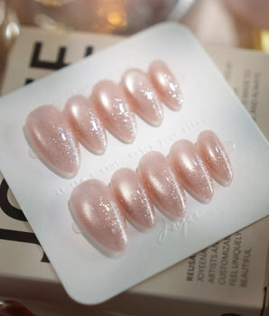 Pink Tulle press-on nails — Nude Ombre, featuring a