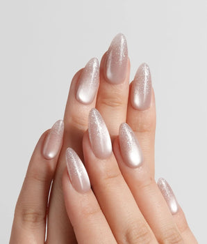 Pink Tulle press-on nails — Nude Ombre, featuring a