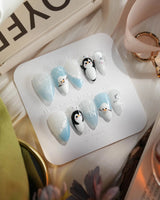 Polar Friends nails in short stiletto — Icy Blue & Pure