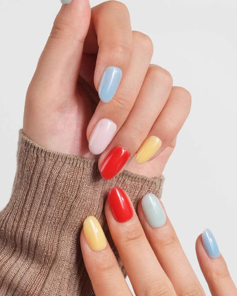 Popsicle solid color summer press-on nails with high-gloss gel finish