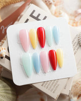 Popsicle color block press-on nails in medium stiletto shape