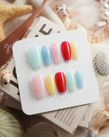Popsicle color block press-on nails in short coffin shape