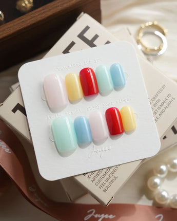 Popsicle Short Square press on nails, handmade custom nails by Joyeenails