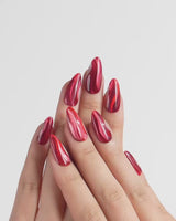 Rosy Ribbons press-on nails — Fiery Red & Deep