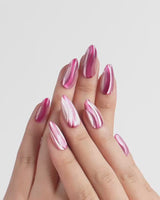 Pink Ribbons press-on nails — Silky Pink & Berry