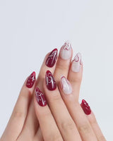 Red String nails — Deep Wine Red & by Joyee Nails
