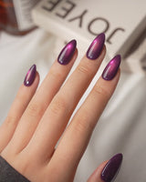 Jewel Cat Eye Plum (CE189) magnetic velvet handmade press-on nails - product video