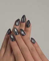 Glint Tahiti press-on nails — gunmetal cat eye shimmer handmade nail art by Joyee Nails