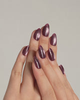 Glint Plum press-on nails — deep plum cat eye shimmer handmade nail art by Joyee Nails