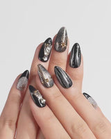 Christmas Eve press-on nails — Obsidian Black & Shimmering