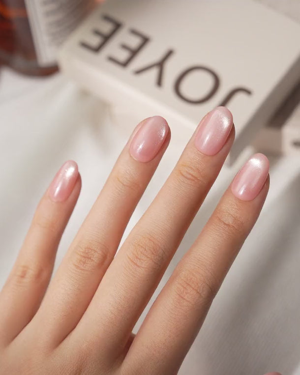 Guava (CE192) Short Oval pink magnetic cat eye handmade press-on nails - product video