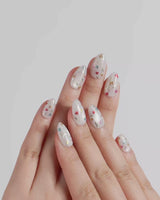 Wildflower press-on nails — Fresh Creamy White, Colorful