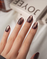 Autumn Cat Eye Chestnut (CE173) magnetic velvet handmade press-on nails - product video