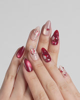 Sweet Bite nails — Deep Red & Nude by Joyee Nails