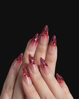Crimson Queen nails — Nude Pink to Black-Red by Joyee Nails