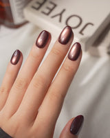Autumn Cat Eye Chicory (CE179) magnetic velvet handmade press-on nails - product video