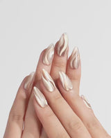 Champagne Ribbons press-on nails — Champagne Nude Gold, Silky
