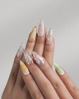 Fairy Bay nail video showing pastel ocean art with 3D starfish, butterflies, and florals