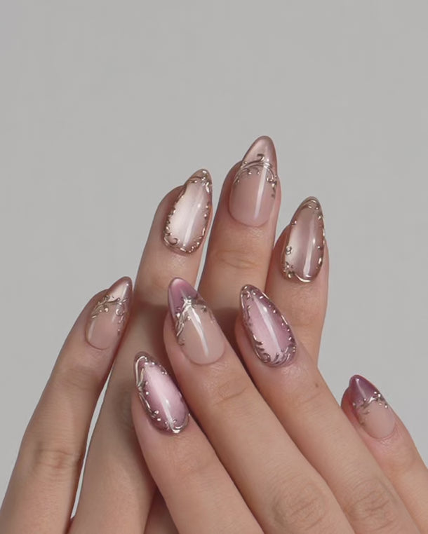 Romantic mauve French nails with shiny finish