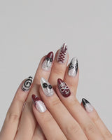 Dark Miffy nails — black white red mix by Joyee Nails
