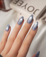Jewel Cat Eye Azure (CE185) magnetic velvet handmade press-on nails - product video