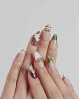 THE HEIR press-on nails video with vintage plaid, horsebit charms and equestrian nail art