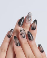 Butterfly Effect nails — Neutral Nude & Black, by Joyee Nails