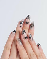 Dark Cherry nails — Chic Black & Nude, by Joyee Nails
