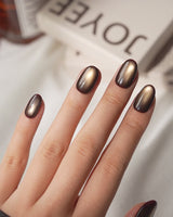 Autumn Cat Eye Cocoa (CE177) magnetic velvet handmade press-on nails - product video