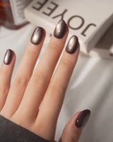 Autumn Cat Eye Latte (CE178) magnetic velvet handmade press-on nails - product video