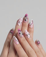 Boo Barbie press-on nails — Pink White Halloween, Ghost Pumpkin Mummy. handmade nail art by Joyee Nails