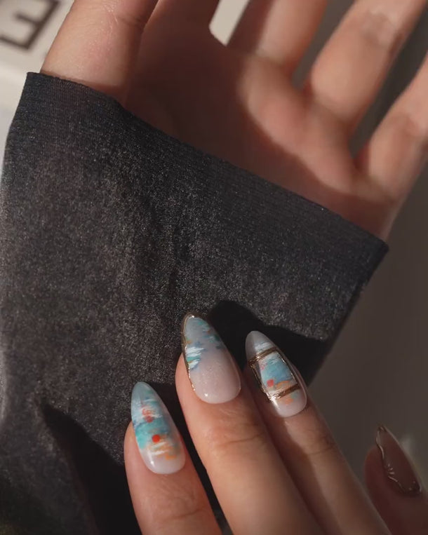 Monet Sunrise press on nails video by Joyee Nails