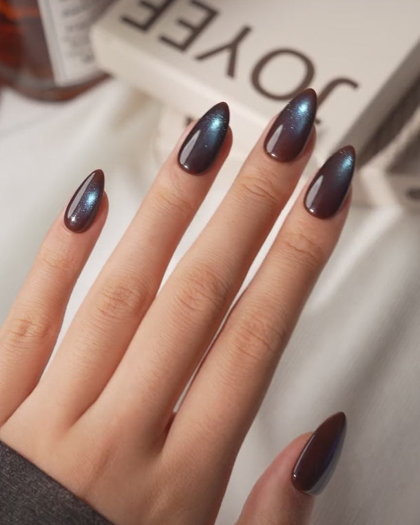 Jewel Cat Eye Storm (CE191) magnetic velvet handmade press-on nails - product video