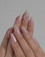 Pink Stardust nails — Pale Pink Jelly, Glitter by Joyee Nails