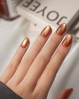 Autumn Cat Eye Caramel (CE176) magnetic velvet handmade press-on nails - product video