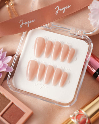 Pure Touch press-on nail set — Minimalist Nude Pink,ombre design, hand-painted with real gel polish