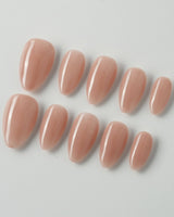 Pure Touch press-on nails in extra short almond shape — Minimalist Nude Pink,ombre