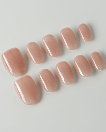 Pure Touch press-on nails in extra short oval shape — Minimalist Nude Pink,ombre
