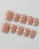 Pure Touch press-on nails in extra short square shape — Minimalist Nude Pink,ombre