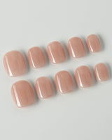 Pure Touch press-on nails in extra short squoval shape — Minimalist Nude Pink,ombre