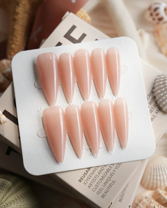 Pure Touch Long Stiletto press on nails, handmade custom nails by Joyeenails